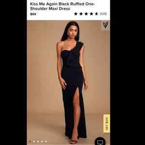 Lulu’s black ruffled one shoulder dress NWT